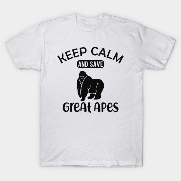 Great Ape - Keep calm and save great apes T-Shirt by KC Happy Shop